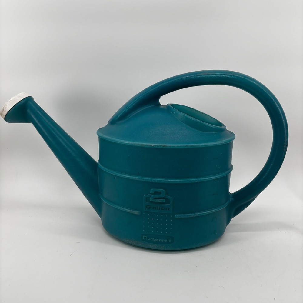 Rubbermaid 2 Gallon Watering Can Teal Blue Plastic Garden Spout Made in USA